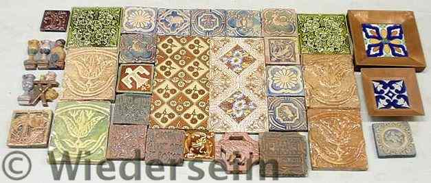 Appraisal: Collection of Mercer tiles including tulips See page Pennsylvania German