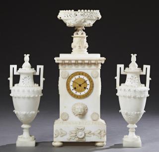 Appraisal: Assembled Four Piece French Marble and Alabaster C Assembled Four