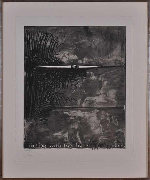 Appraisal: JASPER JOHNS b PAINTING WITH TWO BALL GRAYS Silkscreen x