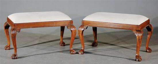 Appraisal: Pair Georgian style carved mahogany footstools slip seat in gadroon