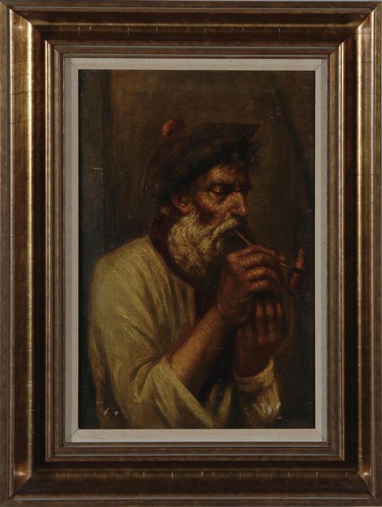 Appraisal: Continental school th century MAN SMOKING PIPE oil on canvas