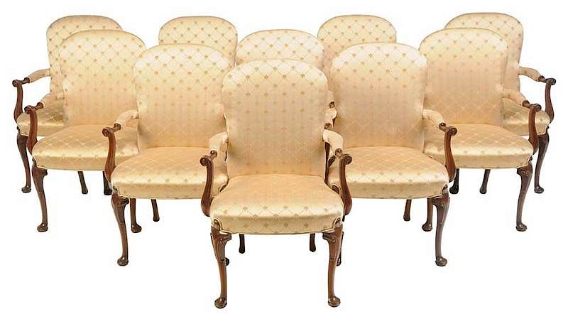 Appraisal: Set Ten Queen Anne Style Armchairs th century each mahogany