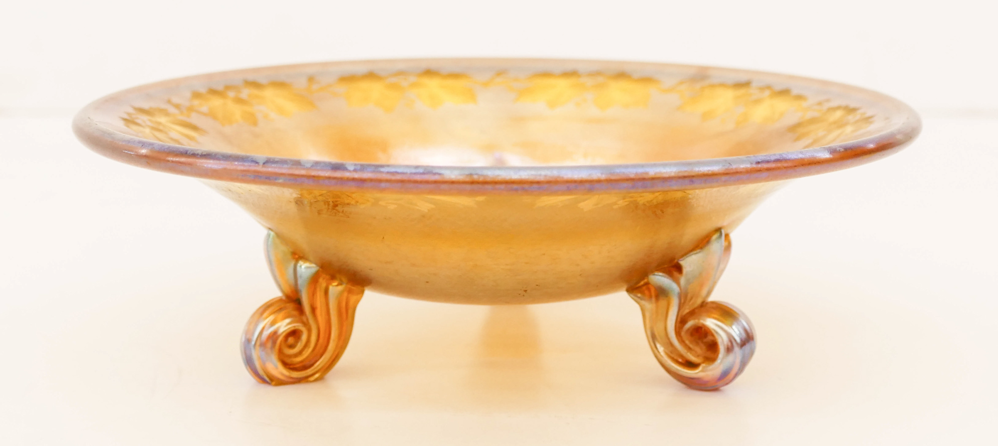 Appraisal: L C Tiffany Favrile Leaf and Vine Footed Bowl ''x