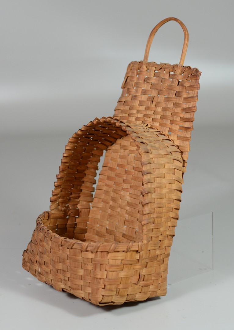 Appraisal: Wooden Hooded Splint Wall Basket h x w RCA LLC