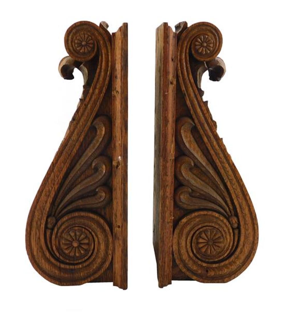 Appraisal: Pair of wood carved architectural fragments acanthus form with scrolling