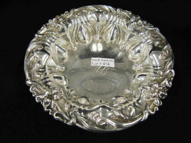 Appraisal: Manchester Sterling Silver Art Nouveau Bowl lily decor diameter