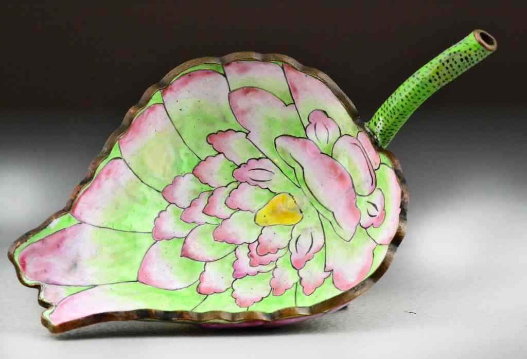 Appraisal: Chinese Qing Enameled Lotus CupFinely painted and enameled to represent