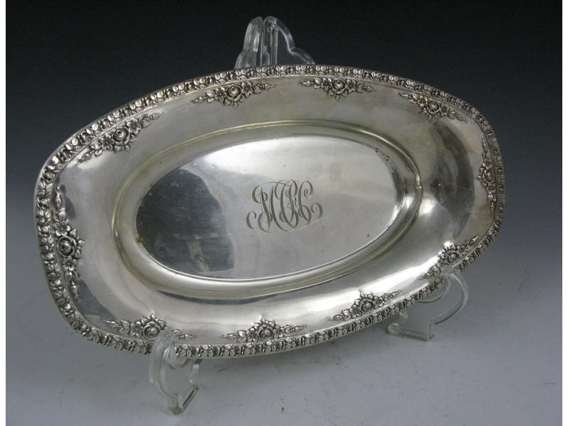 Appraisal: Wallace Normandie Sterling Bread Tray script monogram to center delicate