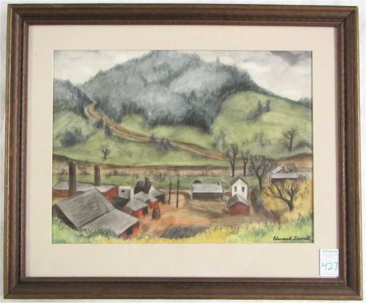 Appraisal: EDWARD SEWALL WATERCOLOR ON PAPER Oregon born Rural landscape with