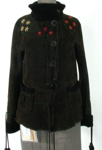 Appraisal: Brown Shearling jacket ''Christia of Italy'' w embroidery Size Med