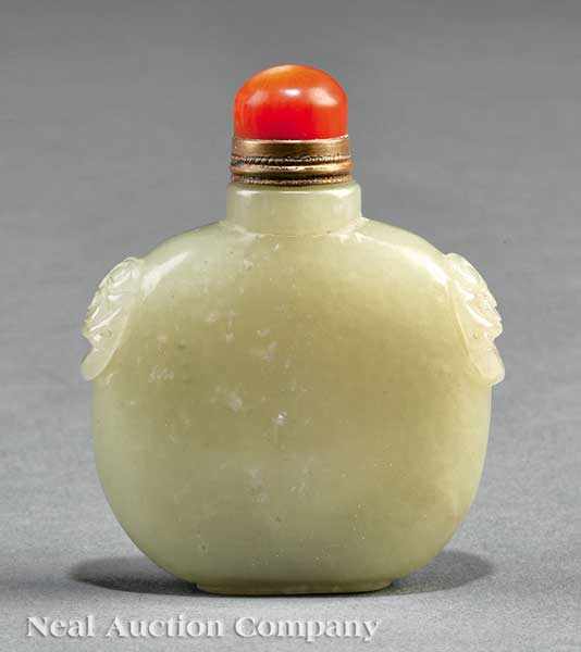 Appraisal: A Chinese Celadon Jade Snuff Bottle well hollowed body of