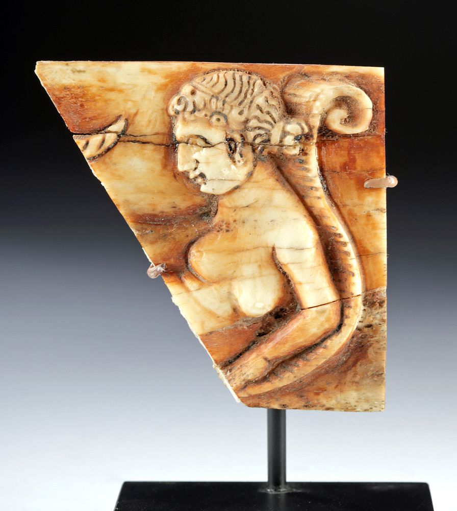 Appraisal: Roman Bone Relief Fragment - Reclining Nude Goddess Roman Imperial