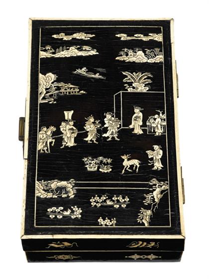 Appraisal: Chinese bone inlaid and black lacquer document box early qing