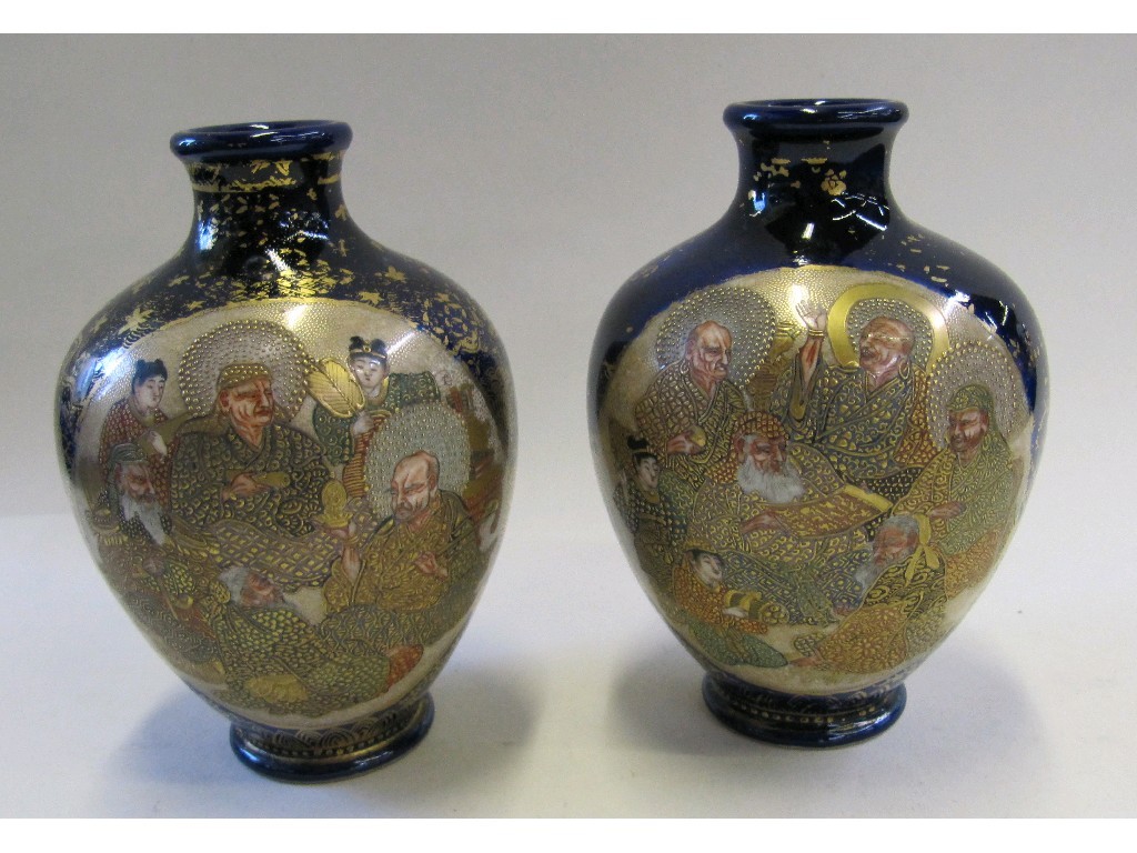 Appraisal: Pair of Satsuma thousand face vases with gilt decoration to