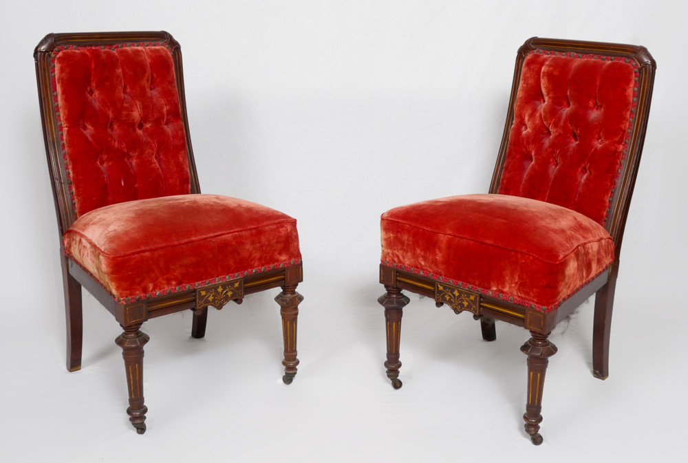 Appraisal: PAIR OF EASTLAKE SIDE CHAIRS Carved and shaped frames with