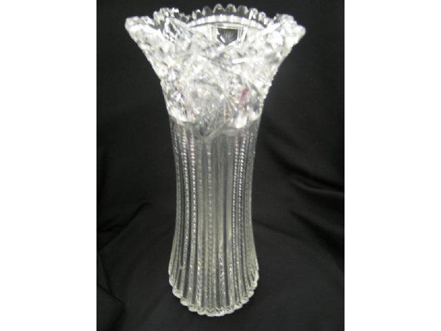 Appraisal: Brilliant Period Cut Glass Tall Vase zipper body with starburst