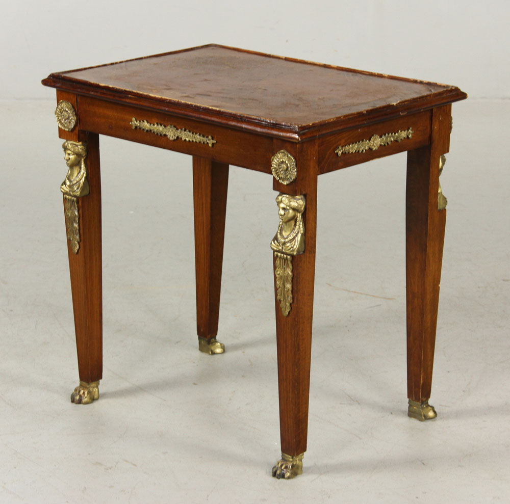 Appraisal: - French Empire Style Table French Empire Style bronze mounted