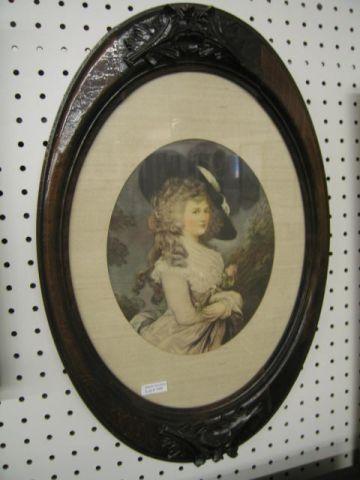 Appraisal: Victorian Carved Oval Frame with French print of lady