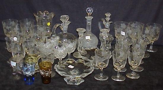 Appraisal: Cut glass c two pedestal bowls a carafe decanter and