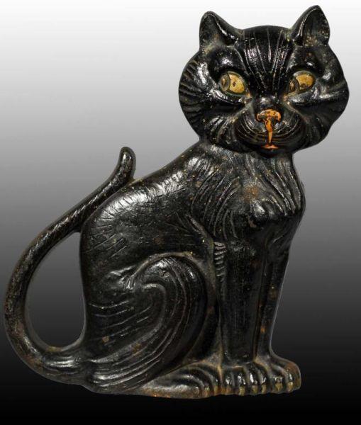 Appraisal: Cast Iron Sitting Cat Doorstop Description Signed A M Greenblatt