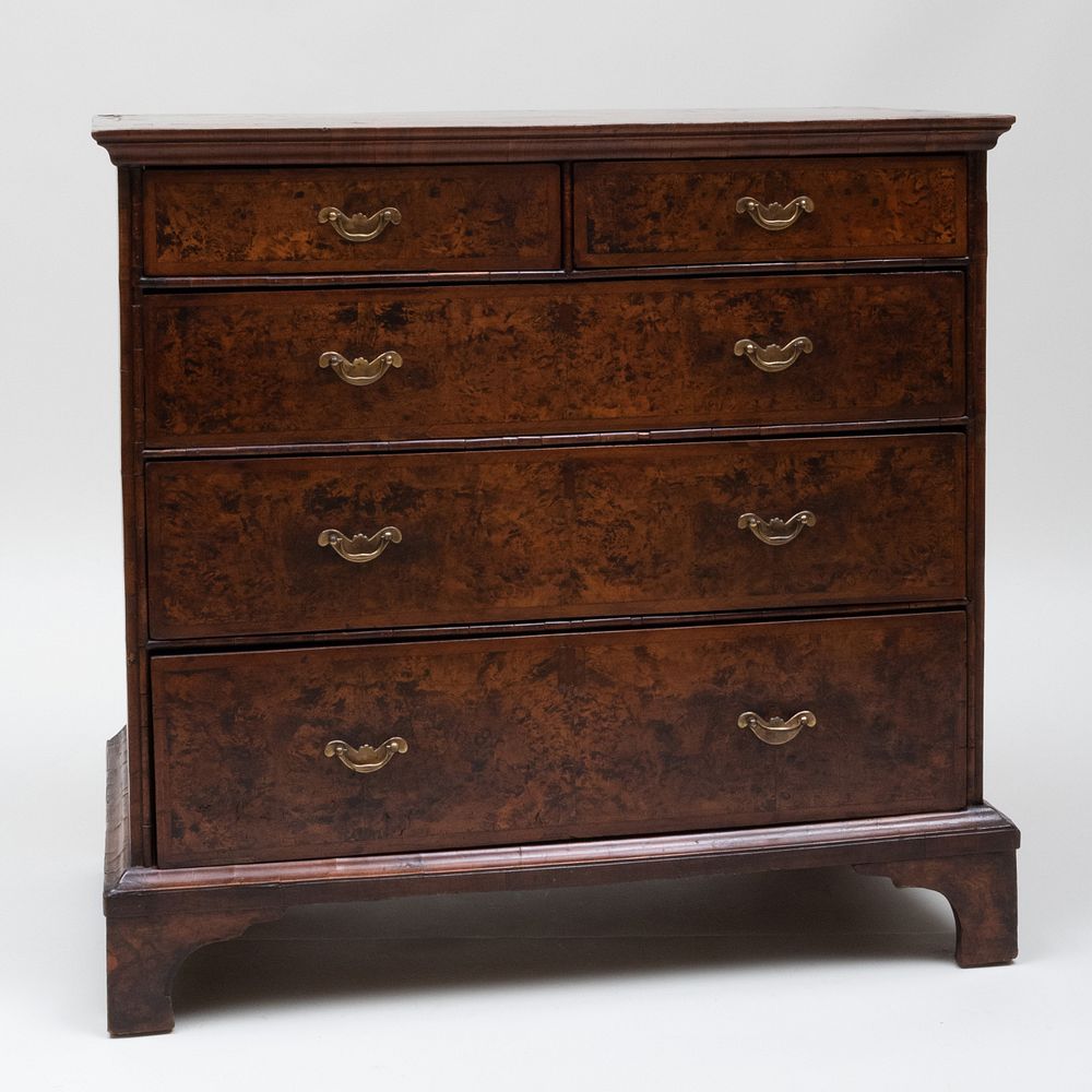 Appraisal: Queen Anne Burl Walnut Chest of Drawers x x in