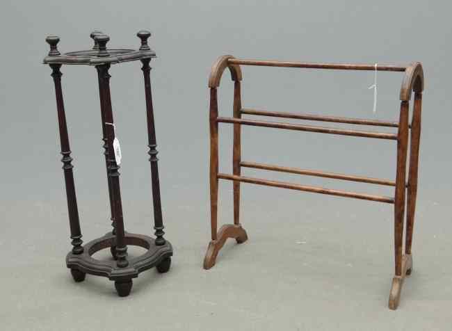 Appraisal: Lot including towel rack and umbrella stand