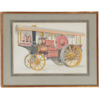 Appraisal: British School steam engine painting British School steam engine painting