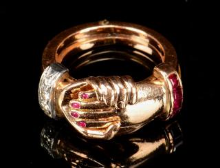 Appraisal: George Headley Handshake Ring George Headley K rose gold platinum