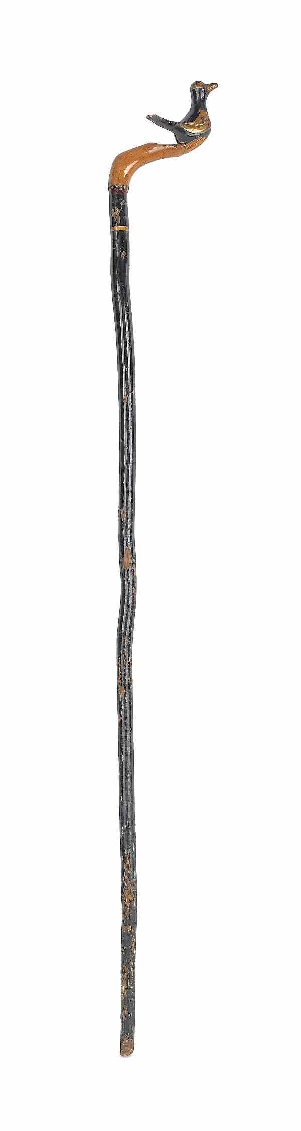 Appraisal: Schtockschnitzler Simmons Southeastern Pennsylvania active - carved cane with a