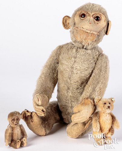 Appraisal: YES NO MONKEY WITH MONKEY AND STEIFF BEARYes No monkey