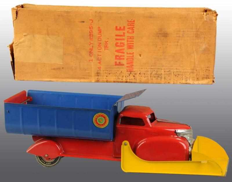 Appraisal: Pressed Steel Marx No Action Dump Truck Toy Description American