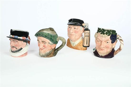 Appraisal: FOUR ROYAL DOULTON CHARACTER MUGS Owd Mac h Beefeater h