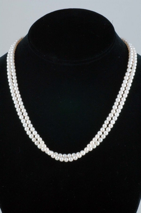 Appraisal: Judith Ripka JRTwo double strand pearl necklace With marked sterling