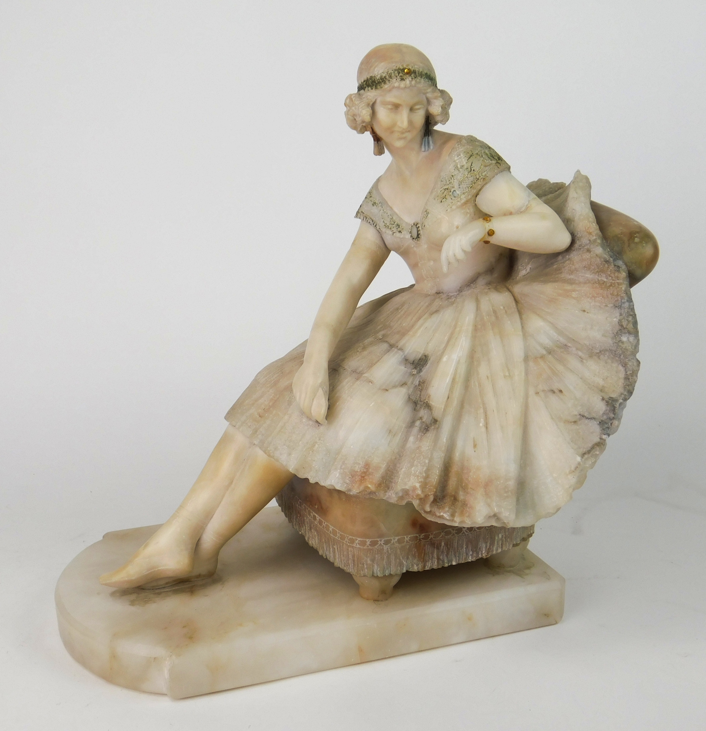 Appraisal: Marble statue of a seated ballerina good condition x x