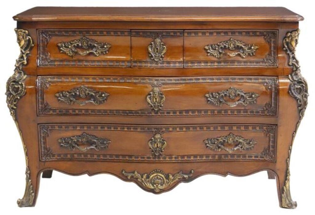 Appraisal: FRENCH LOUIS XV STYLE CARVED WALNUT COMMODEFrench Louis XVI style