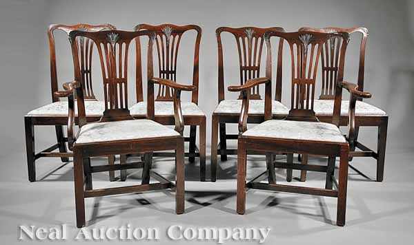 Appraisal: A Set of Six Antique George III-Style Carved Mahogany Dining