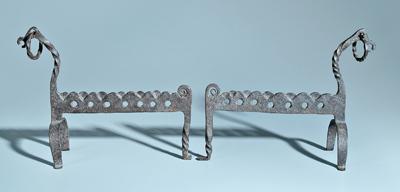 Appraisal: Pair horse head iron andirons bars with row of holes