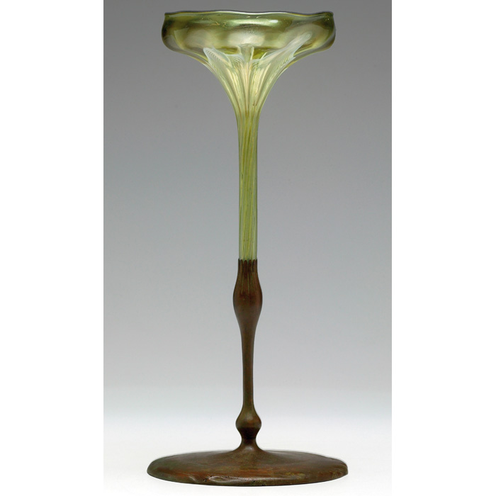 Appraisal: Nice L C Tiffany vase floriform in green favrile glass