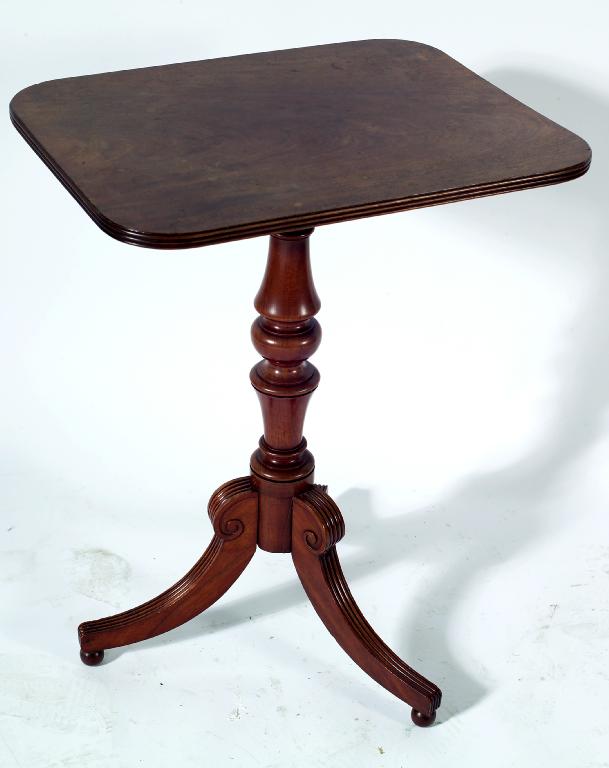 Appraisal: REGENCY MAHOGANY TRIPOD TABLE the rounded rectangular top with reeded