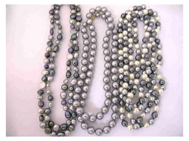 Appraisal: Three gray toned faux pearl necklaces