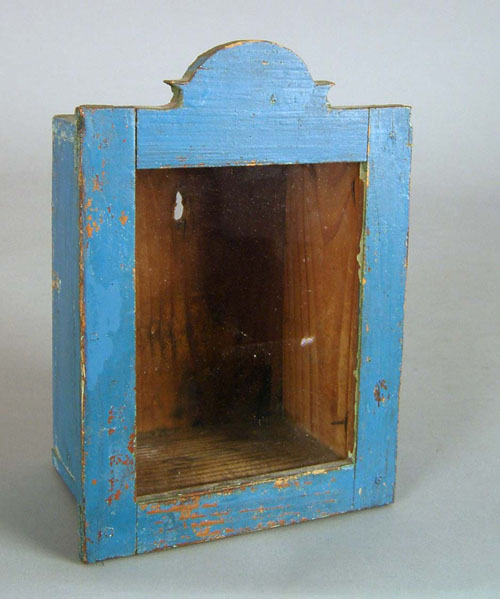 Appraisal: Painted pine shadow box th c retaining a blue surface