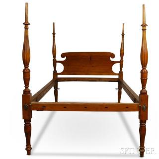 Appraisal: Federal Turned Maple Tall-post Bed th century with scrolled headboard