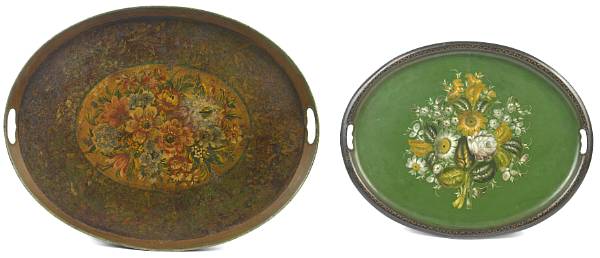 Appraisal: A group of two oval tole trays width of largest