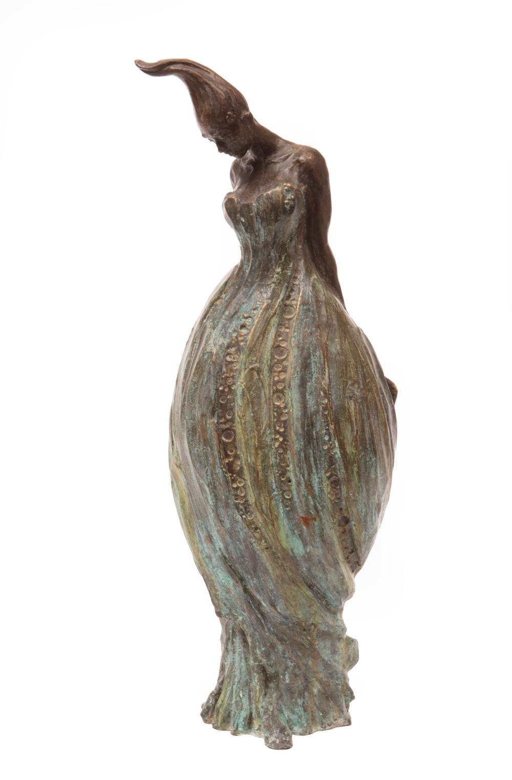 Appraisal: Gabriele Mossa Italian th c Untitled Woman bronze with green