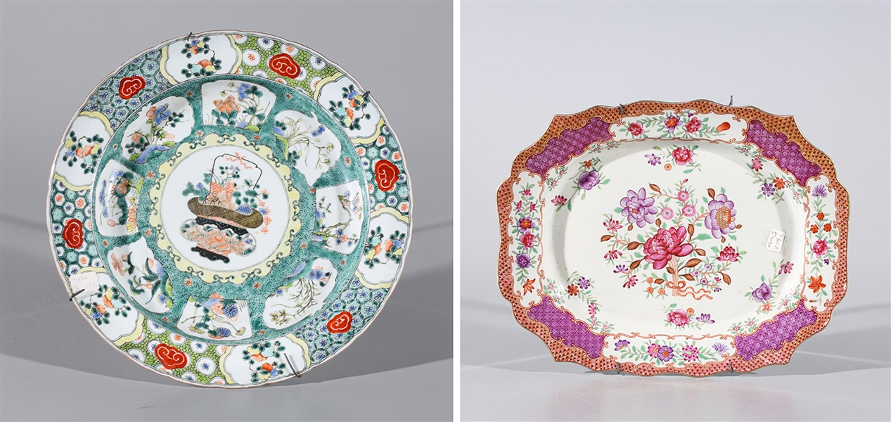 Appraisal: Two Chinese enameled porcelain dishes including one famille rose platter