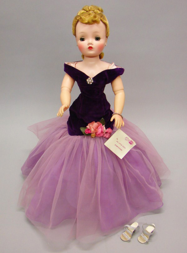 Appraisal: Cissy doll in tagged gown style Beautiful hard plastic doll