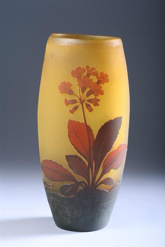 Appraisal: ARSALL CAMEO GLASS VASE Circa Arsall signed in cameo Flaring