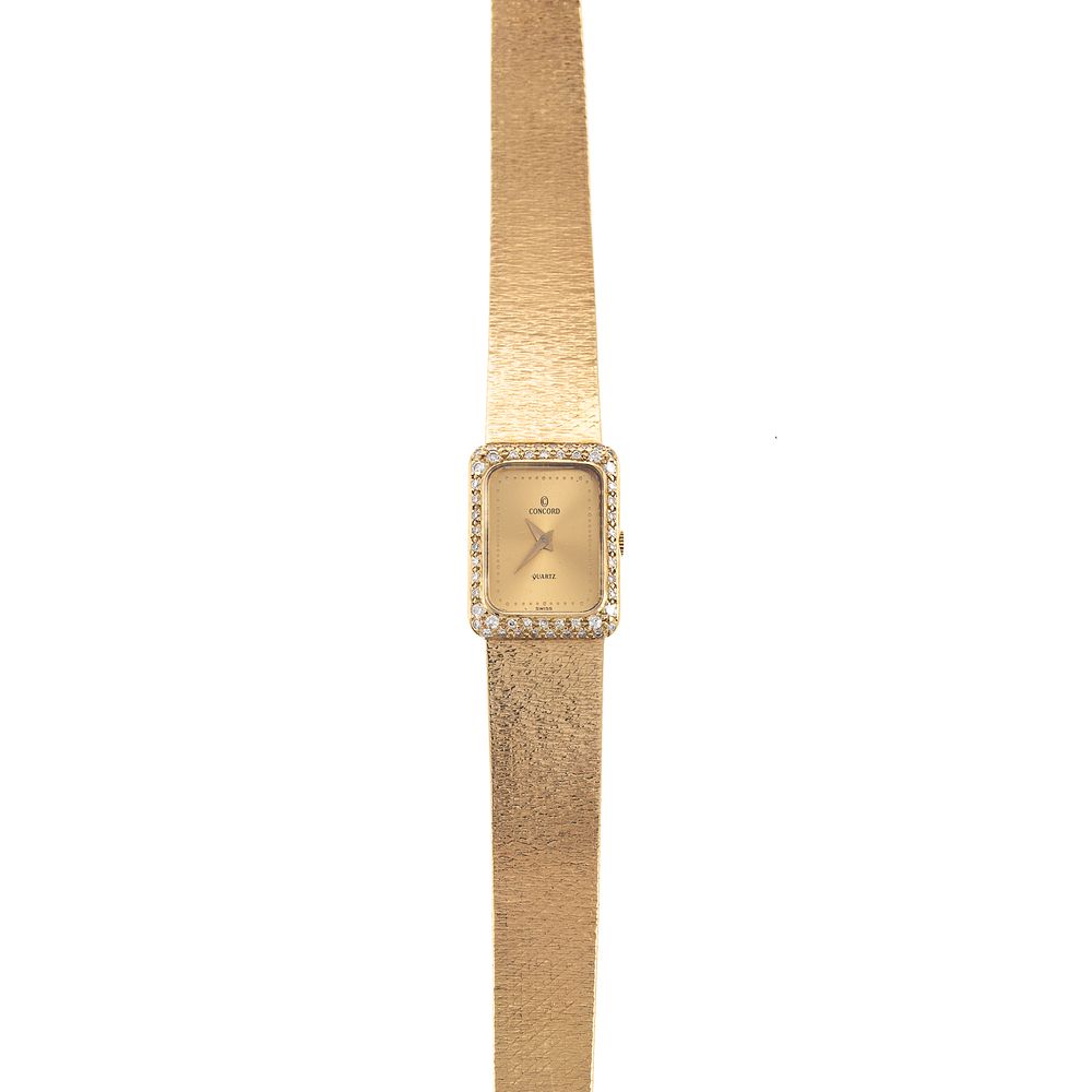 Appraisal: A Concord Diamond Tank Wrist Watch in K K yellow