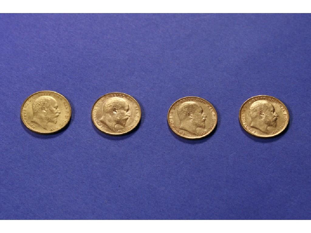 Appraisal: TWO EDWARD VII GOLD SOVEREIGNS dated one and another