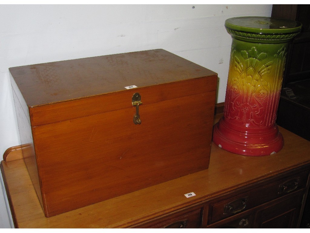 Appraisal: Collectors box and a pottery jardinere stand